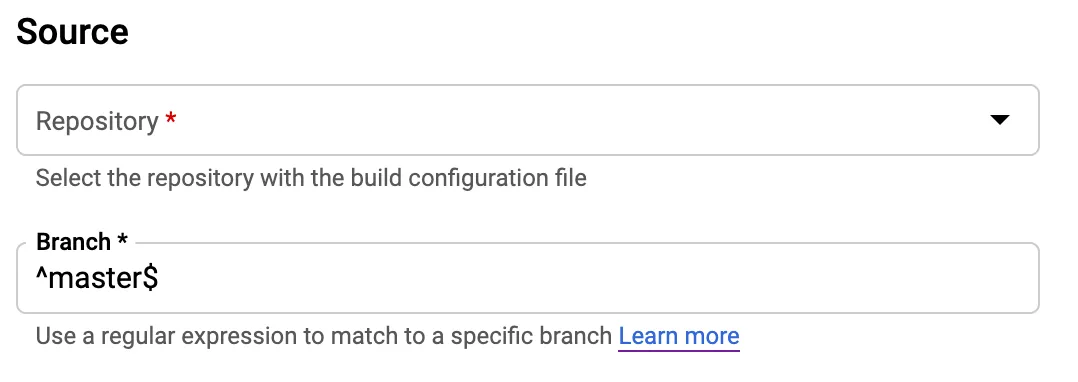 cloudbuild trigger branch