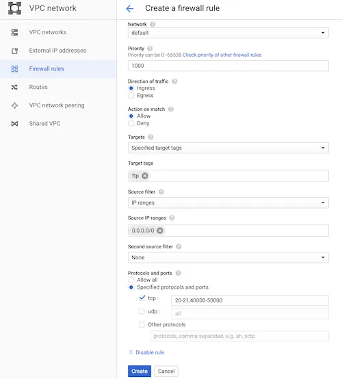 gcp firewall rules